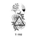 Autocollant de tatouage temporaire géométrique floral noir et blanc, design d'art minimaliste. - T-192 / 60x105mm