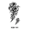 Waterproof black flower vine body art transfer tattoo sticker set for daily fashion use. - XQB-181 / 210x114mm