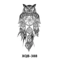 Autocollant de tatouage temporaire hibou attrape-rêves noir et blanc imperméable design - Hibou Attrape-rêves (XQB-388)