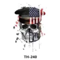 Waterproof temporary tattoo sticker with American flag skull design, cool body art transfer. - TH-240 / 210*148mm