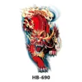 Red mythical beast temporary tattoo sticker, vibrant half arm body art transfer paper design. - HB-690 / 210*148mm