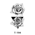 Autocollant de tatouage de rose géométrique noir et blanc art corporel floral style. - T-194 / 60x105mm