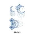 Autocollant de tatouage de jus semi-permanent aux herbes avec lune bleue et design floral - GZ-541 / 180X110MM