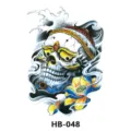 Waterproof temporary tattoo sticker featuring skull and lotus design for men and women arm decor. - 210*148mm / Skull Lotus Wave (HB-048)