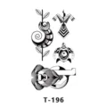 Feuille d'autocollants de tatouage géométrique noir et blanc avec caméléon et tortue. - T-196 / 60x105mm