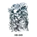 Waterproof temporary tattoo sticker gothic skull rose pocket watch arm body art design for men - 210*148mm / Gothic Retro Skull (HB-049)