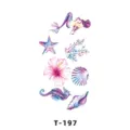 Variété d'autocollants de tatouage temporaire étanche avec motif de sirène et de fleurs. - T-197 / 60x105mm