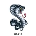Waterproof temporary tattoo sticker with fierce black cobra snake design for arm body art - HB-212 / 210*148mm