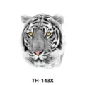 Black and white tiger temporary tattoo sticker with yellow eyes, waterproof and durable. - TH-143X