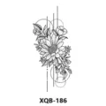 Waterproof temporary tattoo sticker floral geometric design black line art body decoration - XQB-186 / 210x114mm