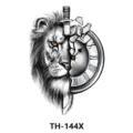 Waterproof temporary tattoo sticker lion clock dagger design black white body art - TH-144X