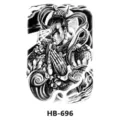 Black and white temporary tattoo sticker featuring a mythological warrior design for arm body art. - HB-696 / 210*148mm