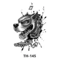Black and white fierce dog tattoo sticker waterproof body art transfer design temporary tattoo. - TH-145