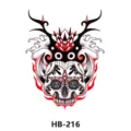 Waterproof temporary tattoo sticker with cool skull and red flame design for arms. - HB-216 / 210*148mm