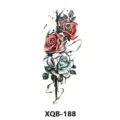 Waterproof temporary tattoo sticker with red and white rose flower design body art design. - XQB-188 / 210x114mm
