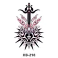 Waterproof temporary tattoo sticker with unique dagger and heart floral design for arm body art. - HB-218 / 210*148mm