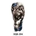 Autocollant de tatouage temporaire loup noir et blanc étanche transfert modèle XQB-394 - Tête de Loup (XQB-394)
