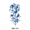 Adesivo per tatuaggio temporaneo rosa blu e geometrico, stile d'arte corporea botanica a base d'erbe. - GZS-151