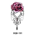 Waterproof temporary tattoo sticker featuring a gorgeous pink rose and delicate black lace drop. - XQB-191 / 210x114mm