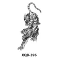 Autocollant de tatouage temporaire de tigre féroce noir et blanc transfert d'art corporel pro - Tigre Bondissant (XQB-396)