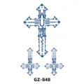 Blue cross herbal tattoo sticker set, waterproof semi-permanent body art design. - GZ-848