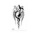 Waterproof temporary tattoo sticker featuring yin yang dragon wings design for body art body. - Tai Chi Double Dragon Style (K-068)