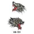 Wolf temporary tattoo sticker, aggressive bloody wolf head design, waterproof body art. - HB-701 / 210*148mm