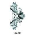Waterproof large temporary tattoo sticker featuring an owl and skulls design for arm art. - HB-221 / 210*148mm