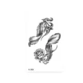 Waterproof black and white temporary tattoo sticker with feather and rose flower design. - Feather Rose Style (K-069)