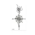 Waterproof temporary tattoo sticker with compass arrow design, black sketch art. - Compass Arrow Style (K-070)