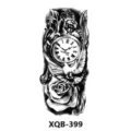 Autocollant de tatouage temporaire étanche avec montre de poche et rose pour bras. - Montre de Poche Mécanique et Colombe (XQB-399)