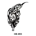 Waterproof black tribal wolf temporary tattoo sticker for arm and chest body art design. - HB-893