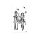 Pegatina de tatuaje temporal impermeable con diseño de bala y texto gótico elegante. - K-99 Balas y Letras