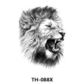 Temporary tattoo sticker featuring a fierce roaring lion sketch design, perfect for arm body art. - TH-088X