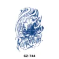 Herbal semi-permanent tattoo sticker waterproof juice half-arm blue flower letter design - GZ-744