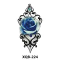 Waterproof blue rose temporary tattoo sticker with black lace filigree design for body art. - Blue Rose Lace (XQB-224)