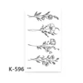 Disposable temporary tattoo sticker sheet with elegant black floral and botanical line art. - K-596