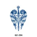 Herbal temporary tattoo sticker featuring a blue winged sword design, waterproof body art decal. - Wings Sword Style (GZ-294)