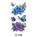 Butterfly temporary tattoo sticker colorful floral body art waterproof cute design SKU X-390 - Butterfly & Lotus (X-390)
