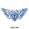 Herbal juice chest temporary tattoo sticker, semi-permanent body art design for men. - Three-Eyed Wolf and Gun (GZXT-050)