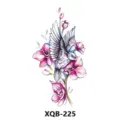 Waterproof temporary tattoo sticker featuring a flying bird and pink orchid design. - Bird and Orchid (XQB-225)