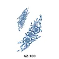 Blue floral herbal juice temporary tattoo sticker, waterproof botanical body art design. - GZ-100