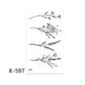 Temporary floral botanical tattoo stickers black line art minimalist design sheet beauty - K-597