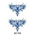 Blue tribal wing temporary tattoo sticker, waterproof body art sticker model GZ-745 SKU - GZ-745