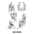 Waterproof black and white floral geometric temporary tattoo sticker for arm and chest body art. - HB-895X