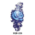 Blue rose lace tattoo sticker, waterproof body art transfer design, vibrant floral pattern variant. - Blue Rose Trim (XQB-226)