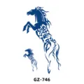 Herbal semi-permanent tattoo sticker blue tribal rearing horse waterproof body art decal - GZ-746