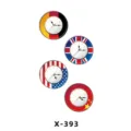 Set of four national flag themed round wall clock variant designs featuring clear dials. - Clocks & Flags (X-393)