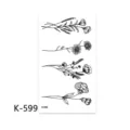 Disposable botanical floral line art temporary tattoo sticker sheet, model K-599 for body art. - K-599