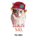 Temporary tattoo sticker featuring a stylish cat design with hat and glasses, waterproof body art. - TH-093 Pattern